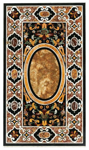 3'x2' black Marble coffee Table Top Inlay pietra dura antique home decor k1 - Picture 4 of 4