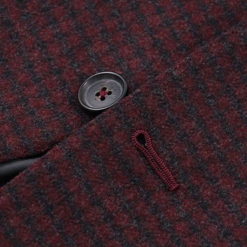Isaia Burgundy and Gray Check Soft Wool-Cashmere Sport Coat 40R (Eu 50) NWT - Picture 5 of 10