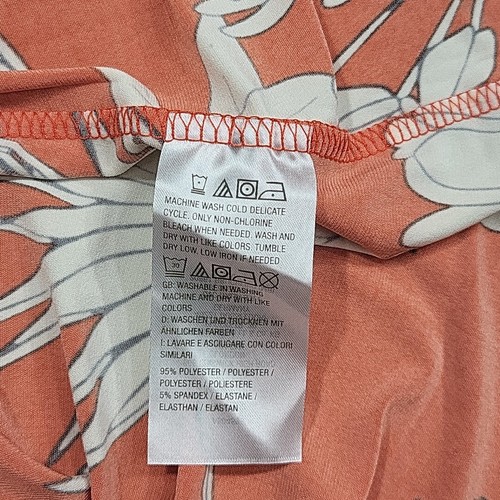 Girl With Curves V-Neck Midi Dress 1X Plus Sz Tangerine Floral Print Top Pockets - Picture 9 of 11