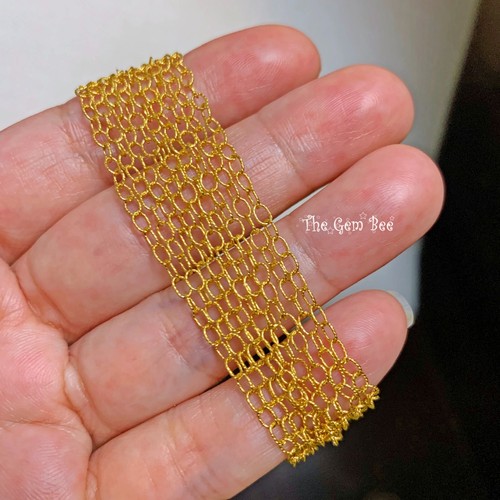 2.5mmx3.5mm 18k Solid Yellow Gold Engraved Cable Chain Bulk - Picture 7 of 11