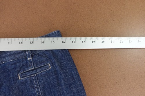 LL Bean Women's Size 14 Petite Dark Wash Denim Seamed Short Trumpet Skirt - Picture 5 of 7