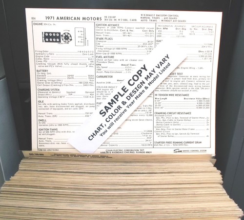 1973 Checker EIGHT Series (Aerobus) Models 155HP 350 CI V8 4BBL Tune Up Chart  - Bild 5 von 5