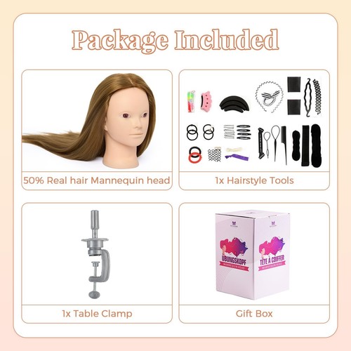 Neverland Beauty Mannequin Head with 50% Real Human Hair, 26 Inch Cosmetology... - Picture 8 of 9