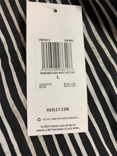 Hurley Mujer Reversible Moderado Cintura Alta Parte Inferior, BKWH, L - Imagen 3 de 3