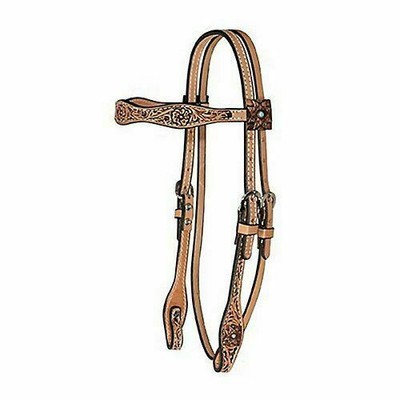 Circle Y Copper Square Turq Concho 5//8in Headstall