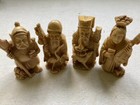 Four Ancient Chinese Figurines 3" H X 1.5" W Durable Resin Composition