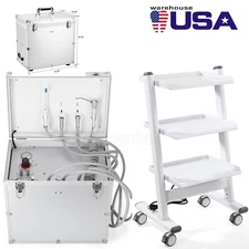 Portable Dental Moble Delivery Unit Air Compressor Syringe Suction 4Hole/Trolley