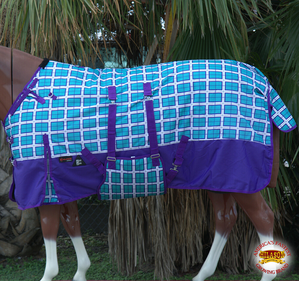 U-H-84 84 HILASON 1200D WINTER POLY HORSE SHEET BELLY WRAP PLAID TURQUOISE U-H-84 84 HILASON 1200D WINTER POLY HORSE SHEET BELLY WRAP PLAID TURQUOISE