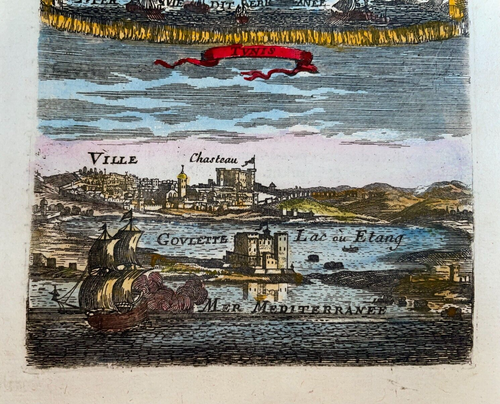 TUNIS TUNISIA 1683 ALAIN MANESSON MALLET ANTIQUE VIEW 17TH CENTURY - Picture 2 of 4