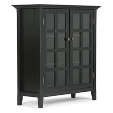 Simpli Home Acadian 39" Wide Medium Storage Cabinet in Black Axreg007-bl