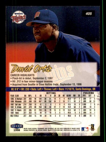 David Ortiz Karte 1998 Ultra #405 - Bild 2 von 2