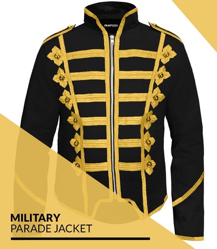 Hussar Jacket Mens Steampunk Napoleon Vest Military Tunic Drummer Parade Jackets - Picture 12 of 125