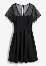 Kleid mit Capeärmel Gr. 36/38 Schwarz Damen Minikleid Chiffon-Dress Neu*