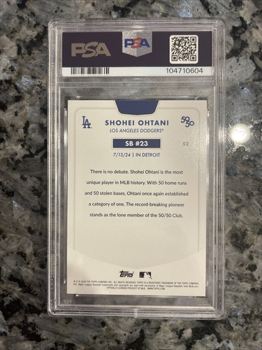2024 Topps 50/50 Shohei Ohtani HR #52 Dodgers PSA 10 MVP Low Pop - Picture 2 of 2