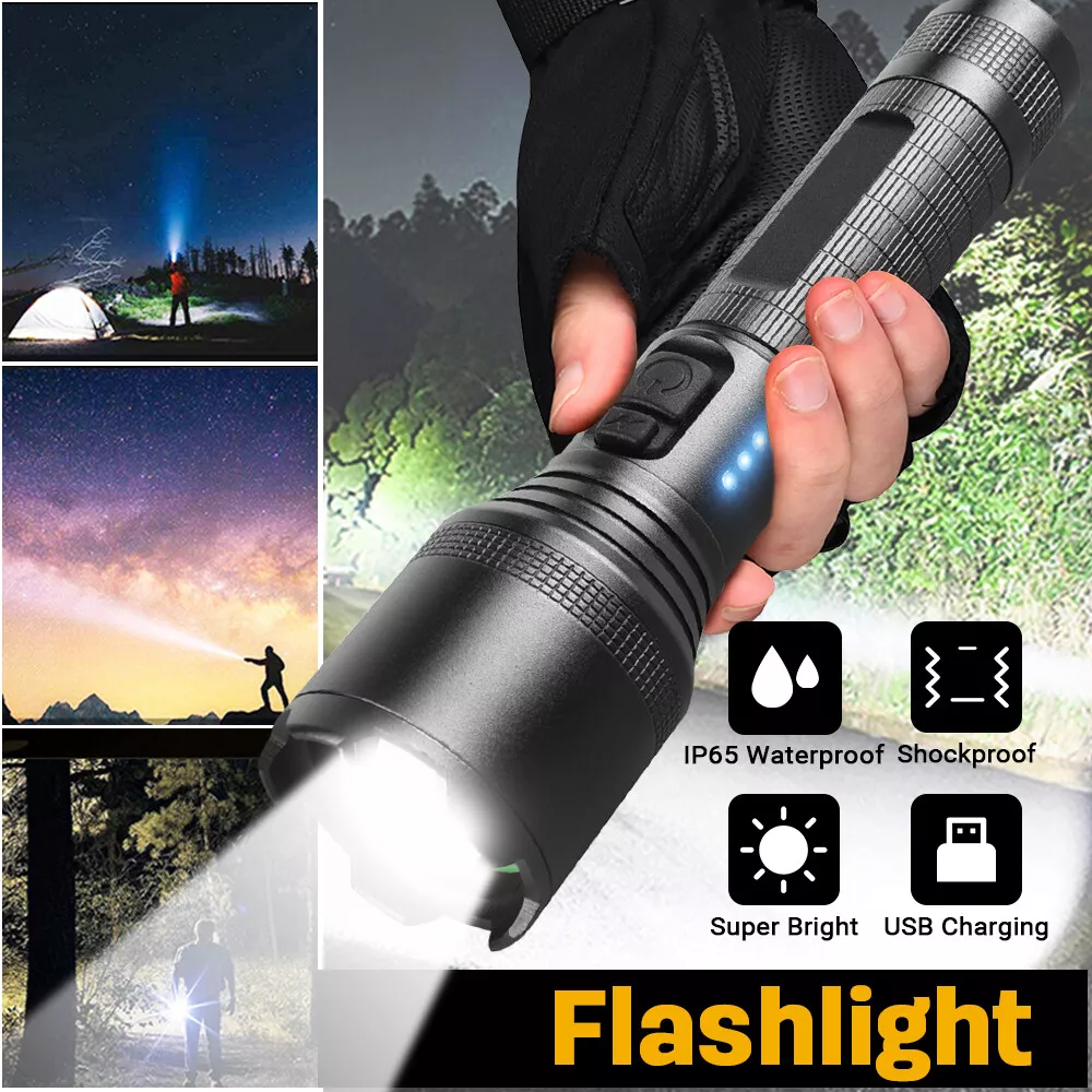 Forvirret Scrupulous ægteskab LED Super Bright Zoom Flashlight Powerful Camping Lamp Police Torch  Rechargeable | eBay