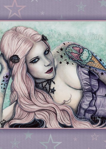 IMPRESIÓN DE FANTASÍA Gótico Bubblegoth Pastel Gótico Helado Dulce Tatuajes Pastel Rosa - Imagen 4 de 5