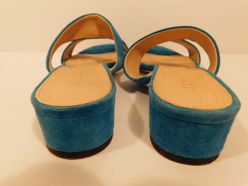 J CREW Women's Turquoise Blue Suede Slide Open Toe Sandal Shoe Sz 7 - Picture 5 of 7