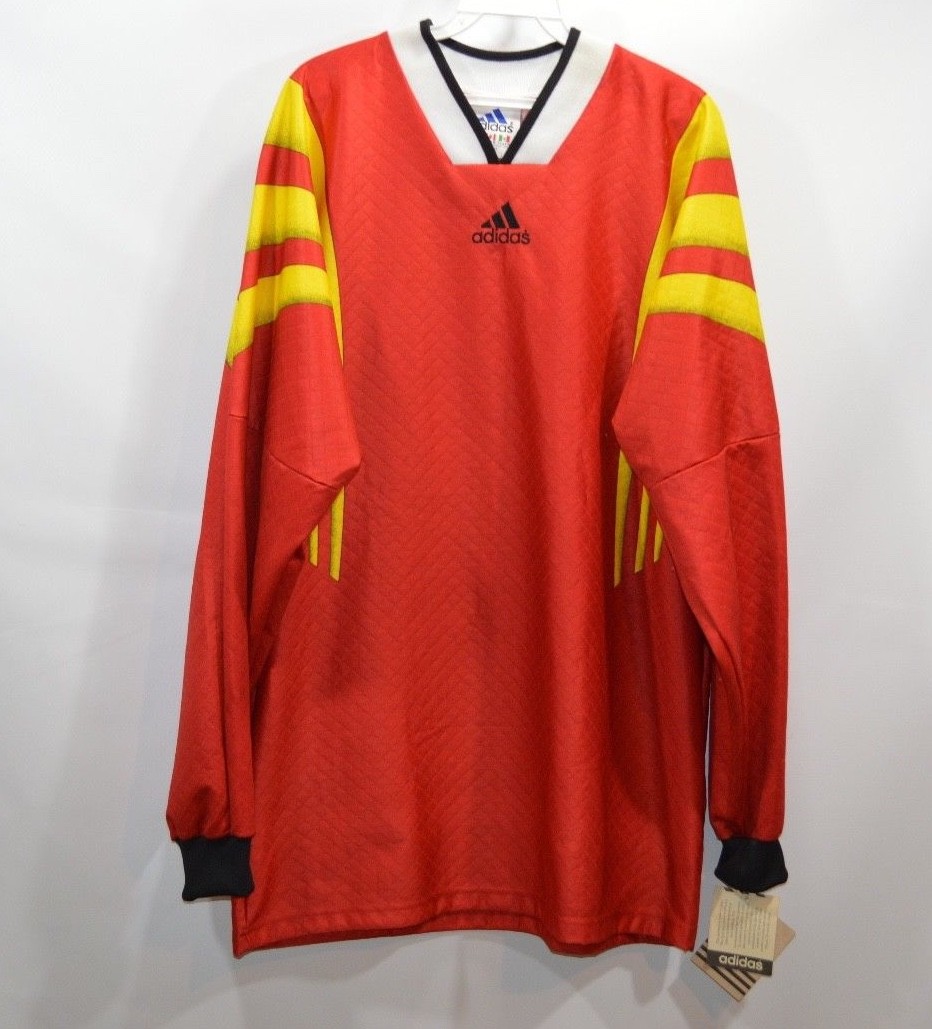 Clásicos Años 90 Adidas Hombre Nuevo Grande Acolchado Portero Jersey Manga Larga Clásicos Años 90 Adidas Hombre Nuevo Grande Acolchado Portero Jersey Manga Larga