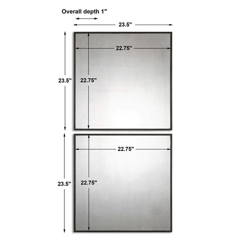 TWO URBAN INDUSTRIAL 24" AGED METAL FRAME MATTY SQUARE MIRRORS 13932 UTTERMOST - Picture 4 of 4