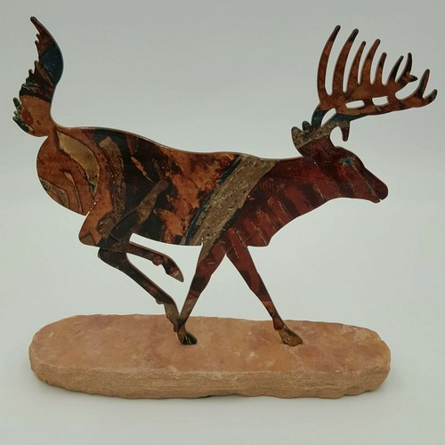 Running Metal Deer Rock Home Decor Statue Cabin Lodge Hunting Ranch House Camo - Picture 2 of 15