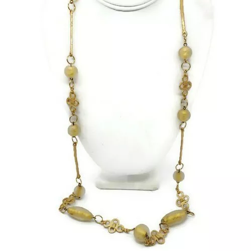 SRM Made In Italy Necklace Yellow Stones Gold Tone 35