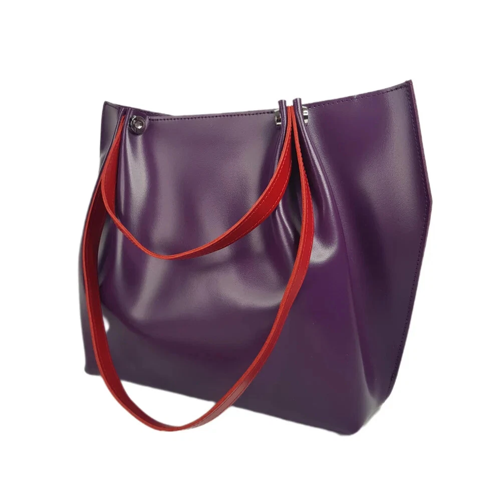COACH Borsa a mano donna VERA pelle viola tote bag viola tracolla