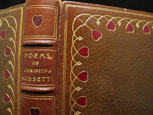 CHRISTINA ROSSETTI gebundenes Vollleder Herz Inlays GEDICHTE WUNDERSCHÖNE BINDUNG Vintage