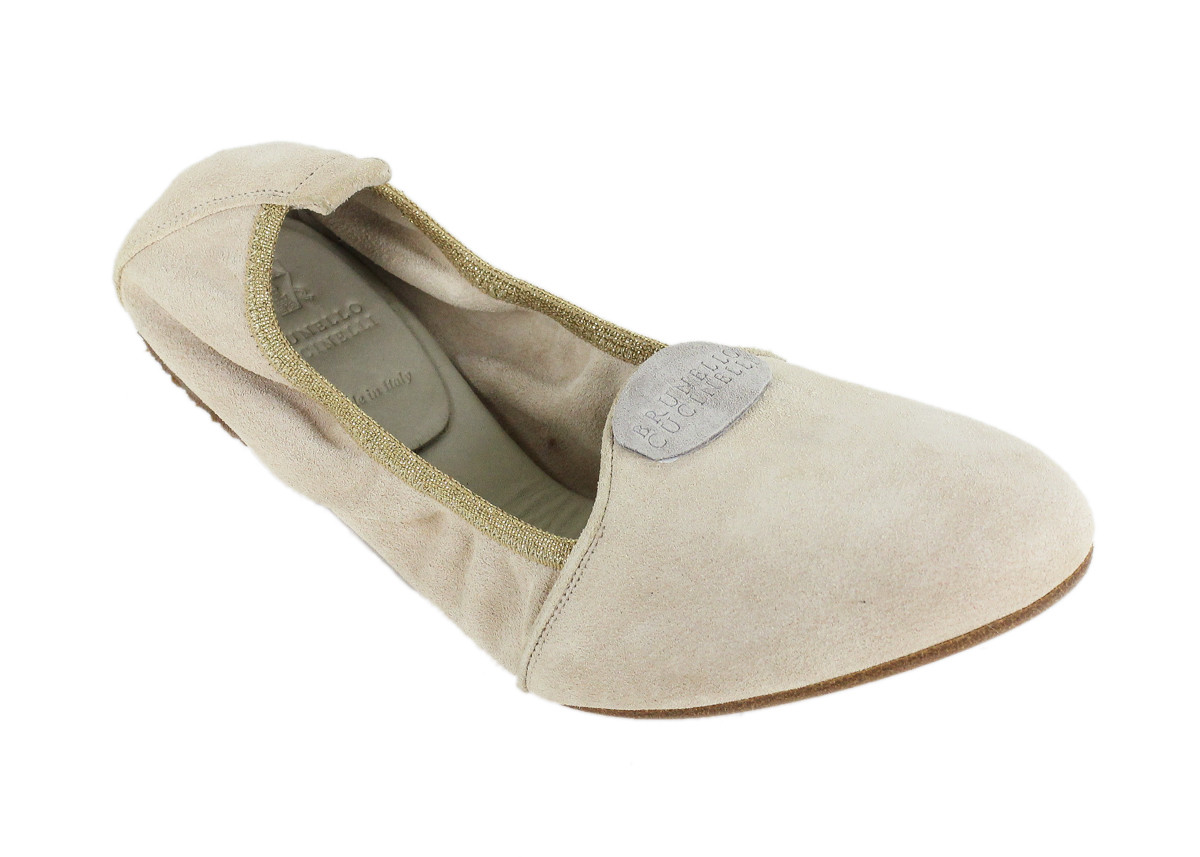 Brunello Cucinelli Ivory Suede Monili Ballerina Flats Size IT38/US8~Retail 5 Brunello Cucinelli Ivory Suede Monili Ballerina Flats Size IT38/US8~Retail 5
