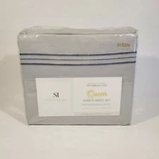 4 Piece Deep Pocket Queen Sheet Set 1800 Thread Count Silver Gray