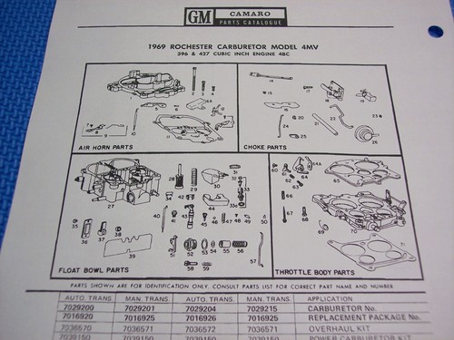 67-69 CAMARO MASTER PARTS CATALOG July or March 1969 printings - Picture 5 of 12
