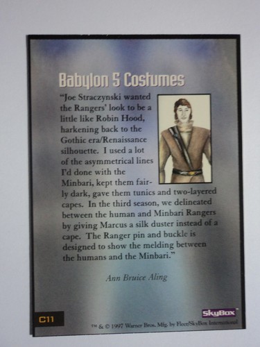1997 BABYLON 5 SPECIAL EDITION - B5 COSTUME CARD - C11 - MARCUS COLE (1995) - Picture 2 of 4