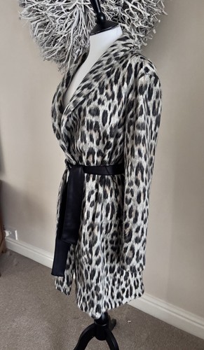 FRANK LYMAN MONTREAL .. Luxury Ladies Animal Print Lightweight Belted Coat Sz 12 - Picture 6 of 11