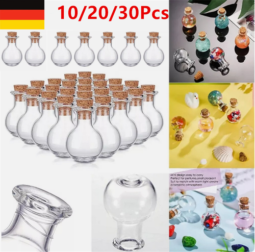 10-30 Stück Glasflaschen mit Korkstopfen Fläschchen Wunschgläser Behälter Röhren - Picture 1 of 23
