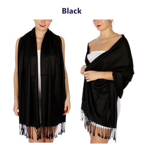 2PLY Long 78X28 Solid Silky Pashmina Shawl Wrap Stole Wool Feel Scarf - Picture 10 of 40