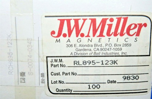 J.W. MILLER MAGNETICS RL895-123K GEN PURPOSE INDUCTOR 12000uH 10% 1 Ele 10-PC - Picture 5 of 6