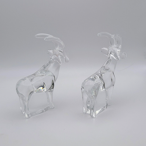 BACCARAT Crystal Noah's Ark Clear Antelope Figurines Set of 2 SIGNED - Picture 12 of 13