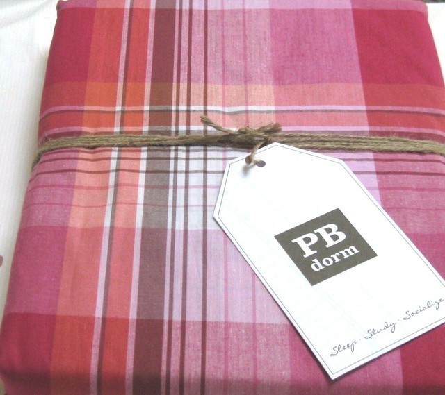 Twin Pottery Barn Teen Pb Dorm Duvet Cover Prescott Pink Plaid