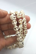 Cream White Howlite Carved Skull Beads 15-15.5" Strands Size 8mm, 9mm, 12mm USA