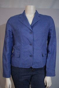 Talbots-Misses-14-Cornflower-Blue-100-Irish-Linen-Tailored-Suit-Blazer-Jacket
