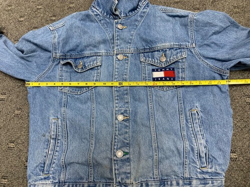 Vintage Tommy Hilfiger Denim Button up Trucker Jean Jacket Big Flag Sz L/G - Picture 19 of 24