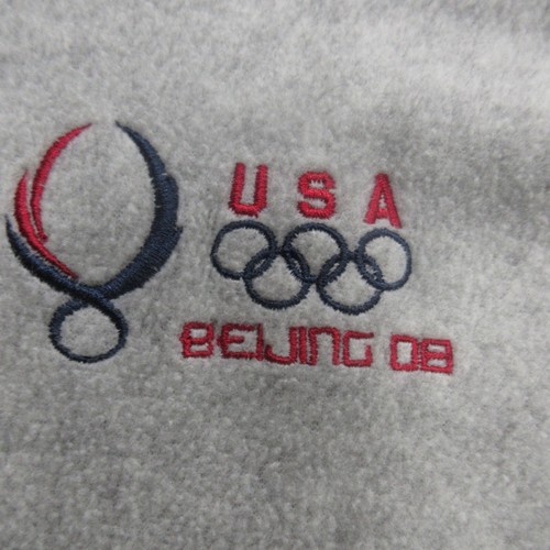 Olympics Jacket Mens XL Gray Fleece Beijing USA Long Sleeve Mock Neck Full Zip - Picture 3 of 9