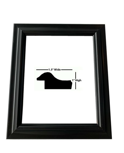 US Art Frames 1.25" Black Matte Finish Solid Wood Picture Frame - Standard Sizes - Picture 1 of 5