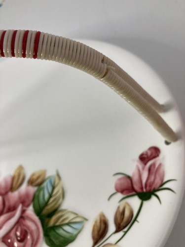 Vintage Lefton Rose Keramik Porzellan 939 9" Griff Servierplatte Tablett schön - Bild 6 von 8