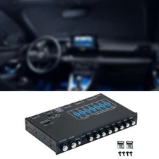 7 Band Car Audio Equalizer Black Sturdy Metal Frequency Adjustable DSP Chip