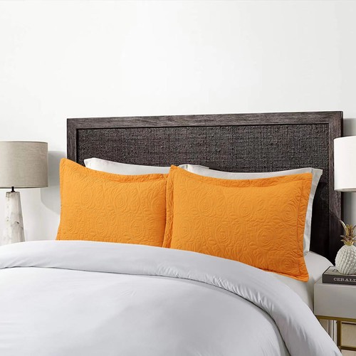 2PCS Embroidered Queen Decorative Microfiber Pillow Shams Set Standard Size - Picture 22 of 89