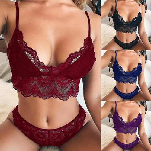 Womens Lace Bra Panties Underwear Set Sexy Push Up Babydoll Lingerie Sleepwear ➳ - Picture 3 of 15