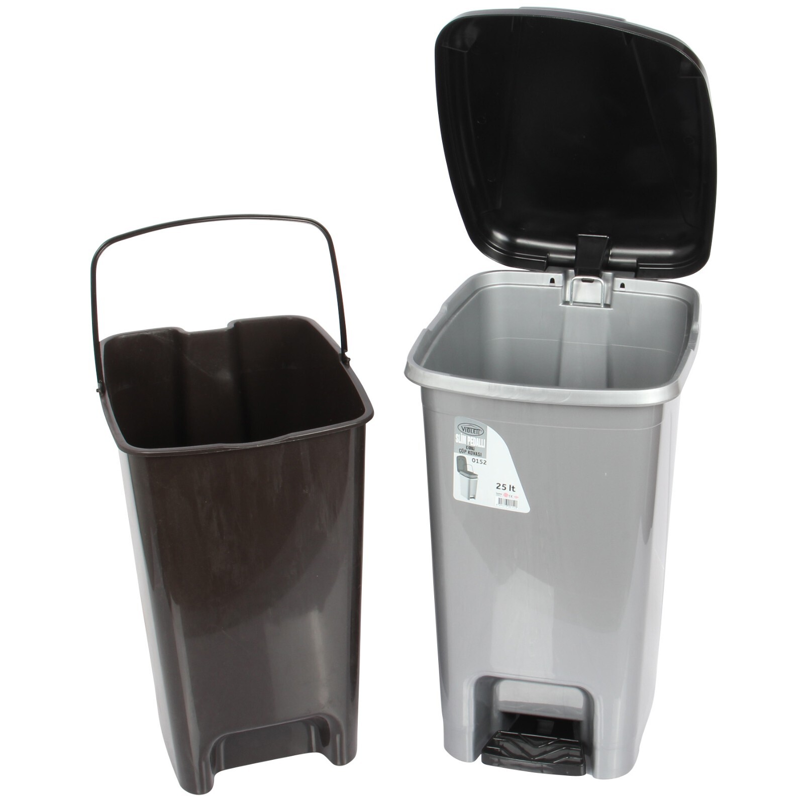 Slim Pedal Bin. (25 Litre) Removable Inner Bucket. Waste Recycling
