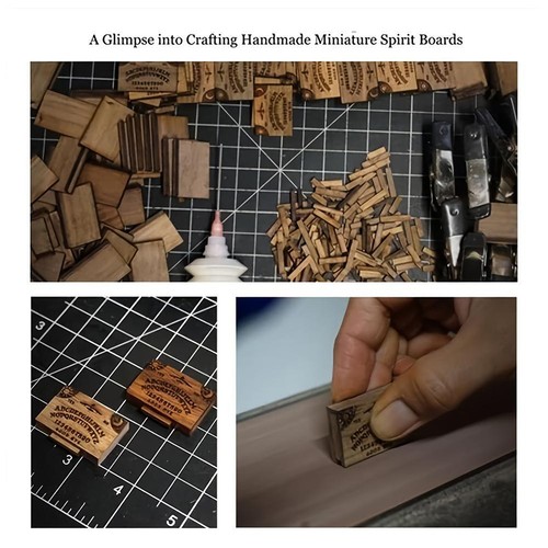 MINI OUIJA BOARD & Planchette - Wood Burned MAPLE Black-Cherry - 4 x 2.5 InN - Picture 5 of 9
