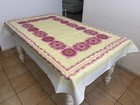 Vintage Burgsteinfurt West Germany Tablecloth Pink 70s Floral 180 cm x 130 cm