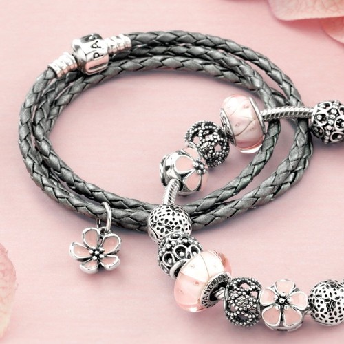 New Genuine Authentic Pandora Silver Pink Cherry Blossom Clip Charm 791041EN40 - Picture 5 of 7